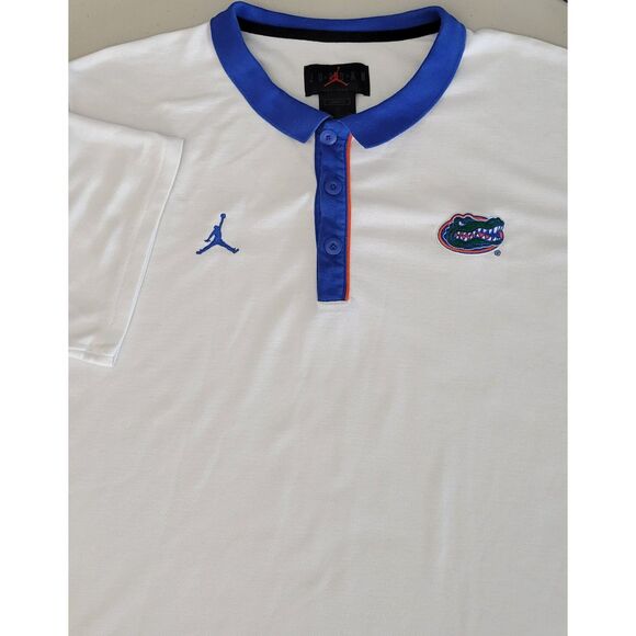 Air Jordon Mens XL University of Florida Gators White Blue Collar Polo Pre-Owned - Picture 1 of 11